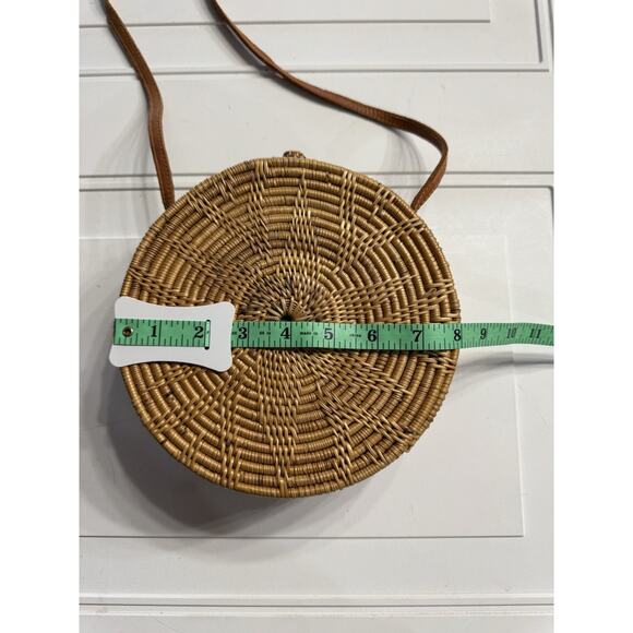 Round Rattan Straw Bag Wicker Purse Boho Bag for Women Cross Body Cottagecore - Picture 6 of 6